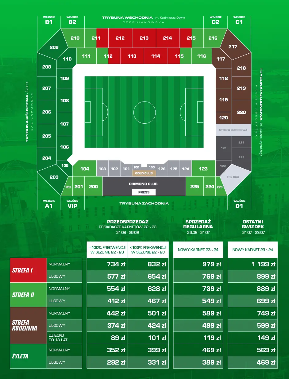 Cennik karnetów na Legię na sezon 2023/24